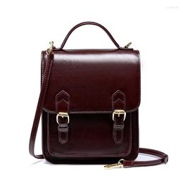 School Bags Cowhide Genuine Leather Small Backpack For Women 2023 Designer Student Preppy Style Travel Bag Pack Girls Fashion Shoulder