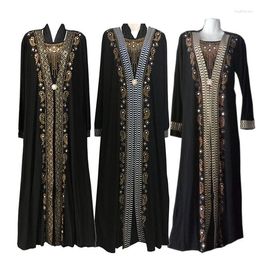 Ethnic Clothing Dubai Arab Islam Abaya Women Muslim Long Dress Beading Kaftan Robes Elegant Splice Maxi Islamic Clothings Caftan