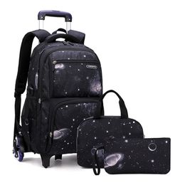 Duffel Bags High Quality School Backpack Kids Rolling Trolley Waterproof For Teenage Boy Girls Wheeled Bag Children 230828