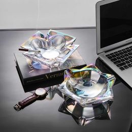 Creative Polygonal Ashtray Desk Accessories Modern Glass Ashtray Smoking Area Accessories Household Merchandises Home Decoration HKD230901