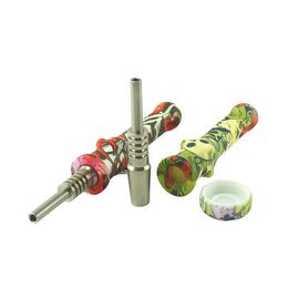 silicone nectar collector smoking pipe without titanium nail Colorful hand held straw dab oil rigs