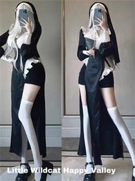 Urban Sexy Dresses Nun Cosplay Costume Women Fancy Dress Set Halloween Party Roleplay Outfit Adult Black Christmas Up 230829