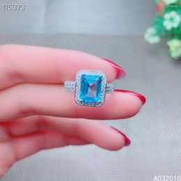 Cluster Rings KJJEAXCMY Fine Jewellery 925 Sterling Silver Inlaid Natural Gem Stones Blue Topaz Adjustable Female Ring Miss Woman Girl