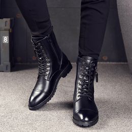 Boots mens casual motorcycle boots party nightclub dress cow leather shoes black cowboy high boot young long botas masculina zapatos 230829