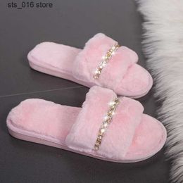 Home Slippers Women New Fashion Shiny Rhinestones Design Open Toe Indoor 2022 Winter Flat Non-slip Leisure Interior Fema c3a8