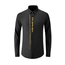 Men's Casual Shirts High Quality Luxury Jewelry Fashion Men Embroidery Clothing Slim White Long-Sleeved Blanks Shirtsgood