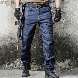 Men's Stretch Jeans Pant Military Straight Denim Tactical Long Trousers City Security Special Force Combat Pant Outdoor Trousers HKD230829
