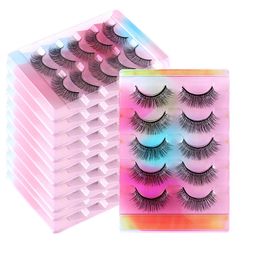 5 Pairs Natural Faux Mink Eyelashes False Eyelash Crisscross Eye Lash Extensions Soft Reusable Comfortable Cruelty Free