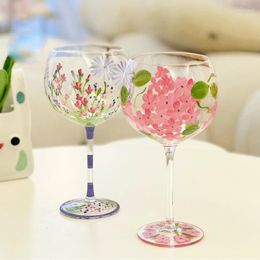 Wine Glasses Crystal Glass Hand-painted Flower Goblet Red Cup Small Fresh Colour Painting Mediaeval