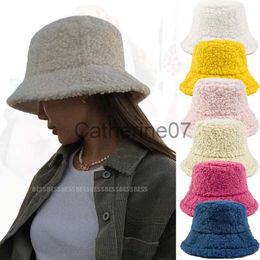 Stingy Brim Hats Unisex Solid Bucket Hat Women Men Panama Fisherman Hat Autumn Winter Fashion Lamb Wool Outdoor Warm Hats Cap for Female Girls J230829