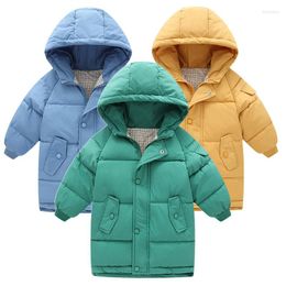 Down Coat 2023 Winter Long Style Children 2-10 Years Boys Girls Cotton-Padded Park & Coats Toddler Kids Outerwear Warm Clothes