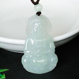 Pendant Necklaces High Grade A Jade Guanyin Necklace Men Women Genuine Myanmar Jadeite Bodhisattva Avalokiteshvara Lucky Charms Amulet