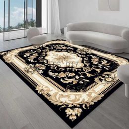 Carpets European Style Carpet for Living Room Decoration Black Washable Rugs for Bedroom Luxury Tables Mats Non-slip Rug for Room Floor x0829