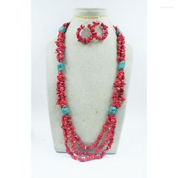 Necklace Earrings Set Natural Irregular Coral Necklace. Classic Women's Party Jewelry