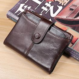 Wallets Men Wallet Genuine Leather Short Male Multifunctional Cowhide Purse Coin Pocket Po Card Holder