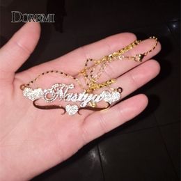 Pendant Necklaces DOREMI Stainless Custom Name with Two Hearts Letters Necklace for Women Gold Chain Personalised Jewellery 230828