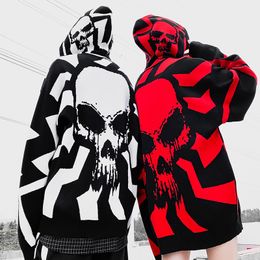 Men's Sweaters Spring autumn men skull punk oversized sweater knitted pullover women harajuku hip hop jersey hombre 230828