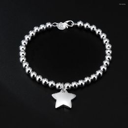 Charm Bracelets 925 Silver Colour 4MM Bead Chain Star Pendant For Women Fashion Designer Party Wedding Accessories Jewellery Gifts