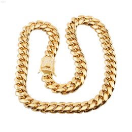 Wholesale Custom Hip Hop Diamond Buckle Stainless Steel Mens Heavy 18k Gold Filled Miami Cuban Link Chain/