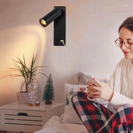 Wall Lamp 3W COB LED Bedside El Reading Sconce Light Fixture USB Charging Port Switch Surface Mount Foyer Bedroom Living Room