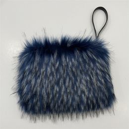 Shopping Bags Autumn Winter Women Mop Plush Faux Raccoon Fur Bag Custom Handbags Zippered Tote bag 230828