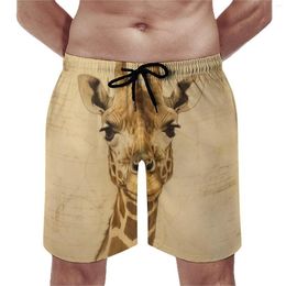 Men's Shorts Board Giraffe Funny Swimming Trunks High Detail Schematics Male Quick Dry Running Oversize Beach