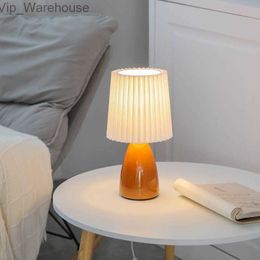 Milkshake Bedside Table Lamp E27 Warm Colour LED Pleated Lamp Living Room Table Decorative Night Light Ceramic Indoor Lighting HKD230829 HKD230829