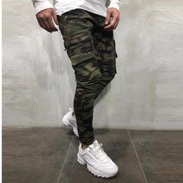 Mens Jeans Autumn Camouflage Style Joggers Sweatpants Cargo Trendy Hip Hop SolidColored Pencil Pants Men Fitness Trousers 230829