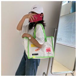 Shoulder Bags Women's canvas handbag patch work high capacity shopping travel fashion Ins portable casual shoulder print fluorescent green caitlin_fashion_bags