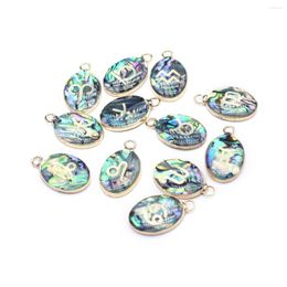 Charms Gold Coloured Wrap-Around Abalone Shell Pattern Pendant Gorgeous Looks For DIY Jewelry Making Handmade Bracelet Earring Necklace