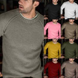 Men's Sweaters Men Exercise Knitted Pullover Solid Colour Loose Fit O-Neck Cashmere Thin Sweater Coat Autumn Spring Long Sleeve Athletic