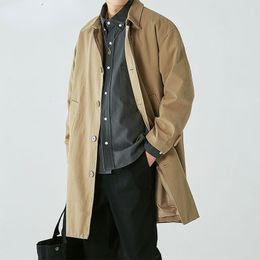 Men's Trench Coats Men Solid Long Coat Casual Allmatch Handsome Streetwear Japanese Style Baggy Outwear Stylish Hombre Arrival Chic Top H49 230828