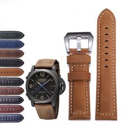 Watch Bands watch strap Genuine leather men's and women's original PAM111441312 Original Factory Crazy Horse Belt needle buckle 24 230828