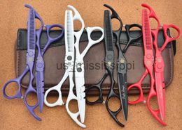 Scissors Shears 511# Brand Purple Dragon 55'' Hairdressing Scissors 440C BlackRedWhite Barber Cutting Scissors Thinning Shears Hair Scissors x0829