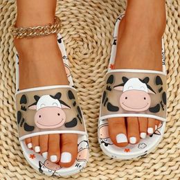 Slippers Cute Cow Print Design Women Soft Non-Slip Thick Sole Sandals Indoor Bathroom Couple Slides Summer Fashion Woman Shoes