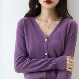 Women's Knits TPJB Y2k Cashmere Women Cardigan V-Neck Sweater Spring Autumn Winter Female Long Sleeve Wool Knitted Solid Soft Jumpers