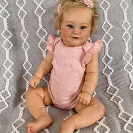 Dolls NPK 60CM/50CM Reborn Toddler Maddie Cute Girl Doll with Rooted Blonde hair Soft Cuddle Body High Quality Handmade Doll 230829