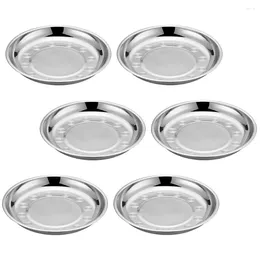 Dinnerware Sets 6 Pcs Stainless Steel Disc Practical Snack Plate Camping Dishes & Utensils Premium Tray Pasta Storage Travel