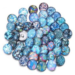 New 50Pcs/lot 18mm Glass Snap Button Mixed Style DIY For Snap Bracelet Bangles Button Snap Jewellery Wholesale LL