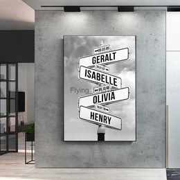 Personalized Intersection Street Sign 2-5 Names/Dates Canvas Painting Wall Art Custom Gifts For Family Home Decor HKD230829