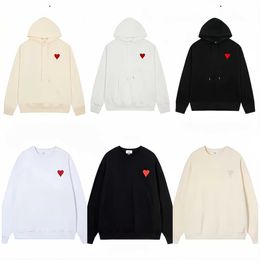 Hoodie Male and Female Amis Paris Hooded Highs Quality Sweater Red Love Winter Round Neck Jumper Couple Sweatshirts