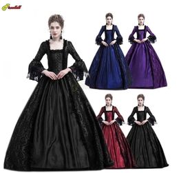 Theme Costume Mediaeval Women Court Princess Dress Elegant Ball Gown Square Collar Lace Halloween Christmas Costumes Renaissance Cosplay 230829