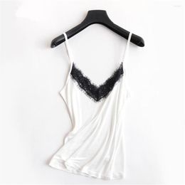 Womens Tanks Silk Black Lace Up Sexy Satin White Tank Top Women Cami Woman Lingerie Tanktop Tops for Summer Camisole Camis Porno