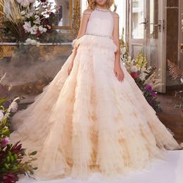 Girl Dresses Flower Dress Exquisite A-LINE O-Neck Sleeveless Floor-Length Junior Bridesmaid For Wedding First Communion