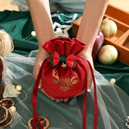 Creative Christmas Gift Bag Christmas Apple Velvet Bag Christmas Eve Candy Box Christmas Flannelette Bundle Pocket Stockings