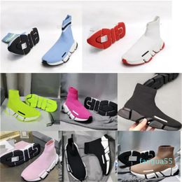 2023-Designer socks Casual shoes Platform runner sneaker sock shoe master embossed Sneakers speeds booties men woman shiny