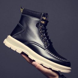 Boots Mens Martin Fashion High Top Casual Shoes Waterproof Wearproof Flat Motorcycle Boot Male Breathable Cosy Zapatos 230829
