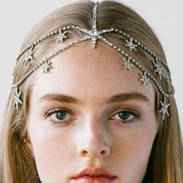 Headpieces Wholesale Multi Layered Hair Chain Bohemian Jewelry Fashion Rhinestone Tiaras For Brides With Crystals Accessories