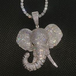 2020 New personalized Gold Plated Iced Out Diamond Elephant Pendant Necklace CZ Cubic Zirconia Cartoon Hip Hop Jewelry Gift For Me336Y