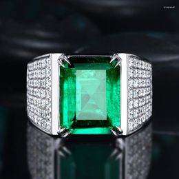 Cluster Rings Handmade Male Square Simulated Emerald Cz Ring 925 Sterling Silver Engagement Wedding Band For Men Gemstones Party Bijou